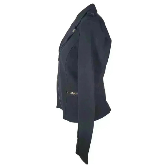 Marc NY Andrew Marc Knit Moto Navy Jacket Size Medium - Picture 3 of 12